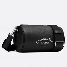 Dior Roller Pouch aus schwarzem genarbtem Kalbsleder