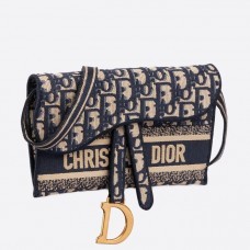 Dior Saddle Pochette aus blauem schrägem Canvas Dior Saddle Pochette aus blauem schrägem Canvas