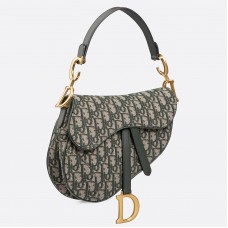 Dior Satteltasche aus grünem, schräg gemustertem Jacquard-Canvas Dior Satteltasche aus grünem, schräg gemustertem Jacquard-Canvas