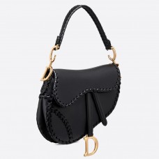 Dior Satteltasche aus schwarzem Kalbsleder mit genähten Kanten Dior Satteltasche aus schwarzem Kalbsleder mit genähten Kanten