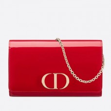 Dior 30 Montaigne Wallet On Chain aus rotem Lackkalbsleder