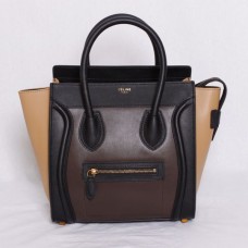 Celine Medium Luggage Tote Schwarz Kaffee Aprikose