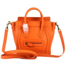 Celine Kleine Luggage Tote Tasche aus orangefarbenem Leder