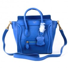 Celine Kleine Gepäcktasche aus blauem Leder