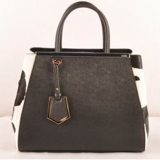 Fendi 2jours Schwarze Kreuzadern mit schwarz/weißem Rosshaarleder, mittelgroße Tasche Fendi 2jours Schwarze Kreuzadern mit schwarz/weißem Rosshaarleder, mittelgroße Tasche