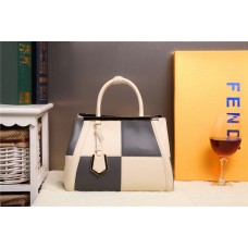 Fendi 2Jours Multicolor Beige/Schwarze Kalbsledertasche F168 Fendi 2Jours Multicolor Beige/Schwarze Kalbsledertasche F168