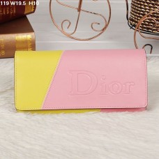 Christian Dior Mehrfarbige Geldbörse mit Klappe in Rosa/Gelb 119 Christian Dior Mehrfarbige Geldbörse mit Klappe in Rosa/Gelb 119