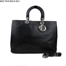 Dior Diorissimo Jumbo Bag Schwarzes Nappaleder (Silberne Beschläge) 8002