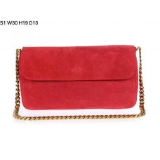 Celine Gourmette Kleine Schultertasche aus Wildleder Rot S1 Celine Gourmette Kleine Schultertasche aus Wildleder Rot S1