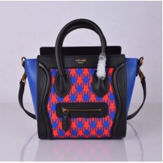 Celine Small Luggage Tote, Schwarz mit Hahnentrittmuster