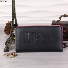 Christian Dior Schwarze Geldbörse mit Reißverschluss 116